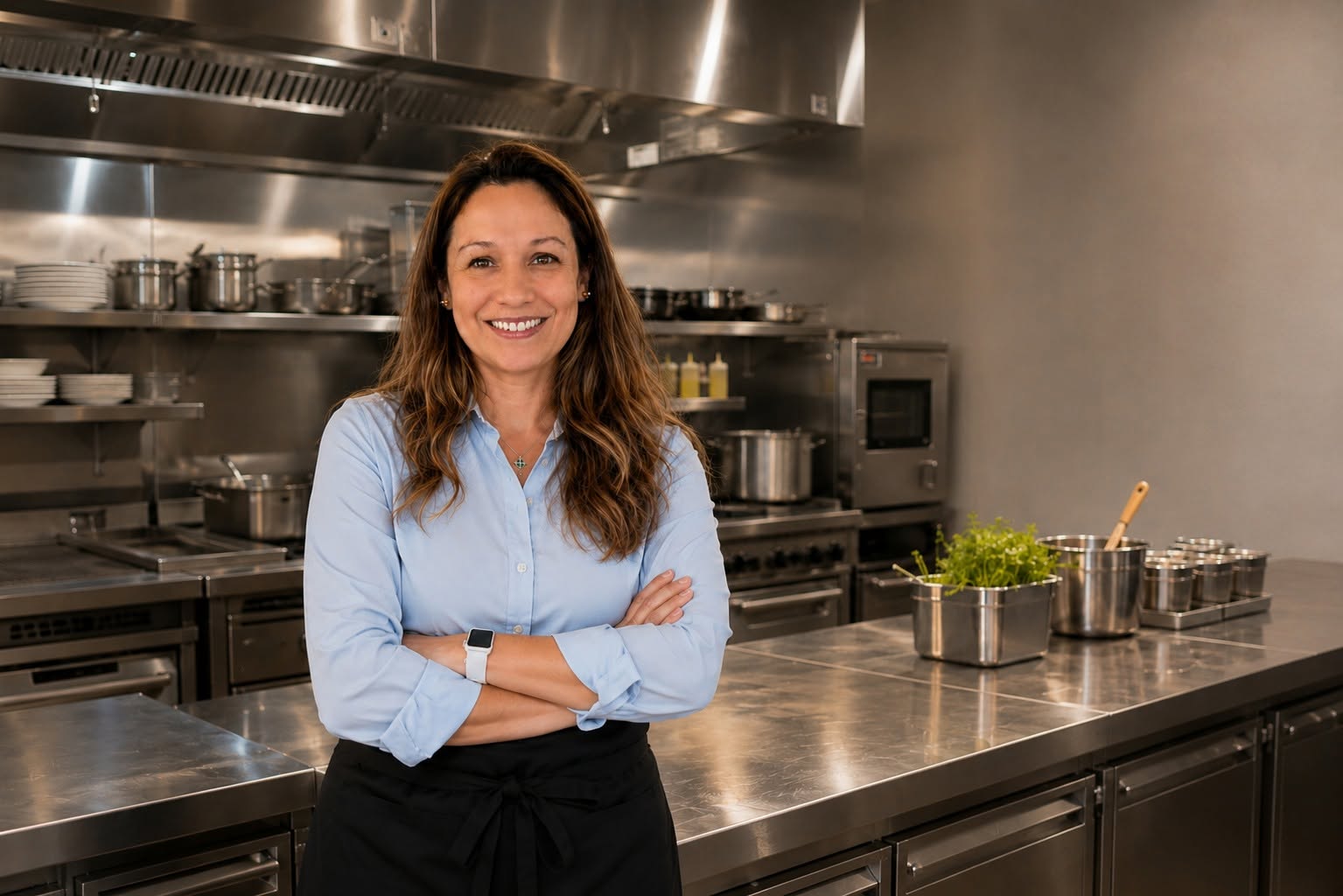 Pamela Montesinos en una cocina profesional